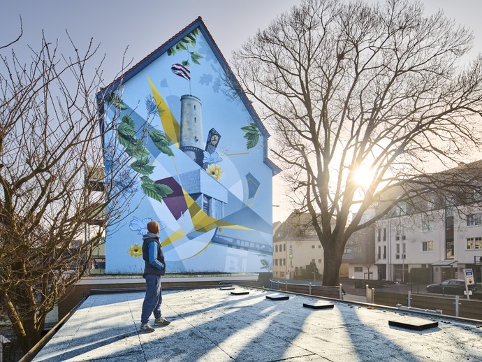 Im Jahr 2020 fertigte Denis Kelle in Zusammenarbeit mit der Kreativagentur „ArtKumpan“ eine Auftragsarbeit für ein Architekturbüro an. (vergrößerte Bildansicht wird geöffnet)